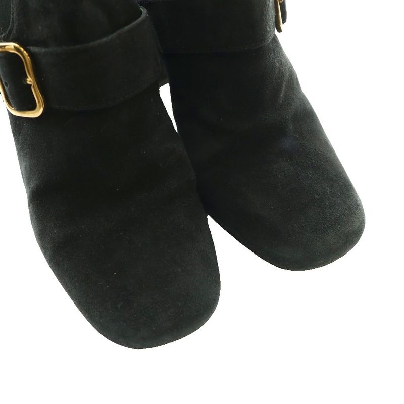 Prada Suede Ankle Boots Side Gore Short 35 Black SS