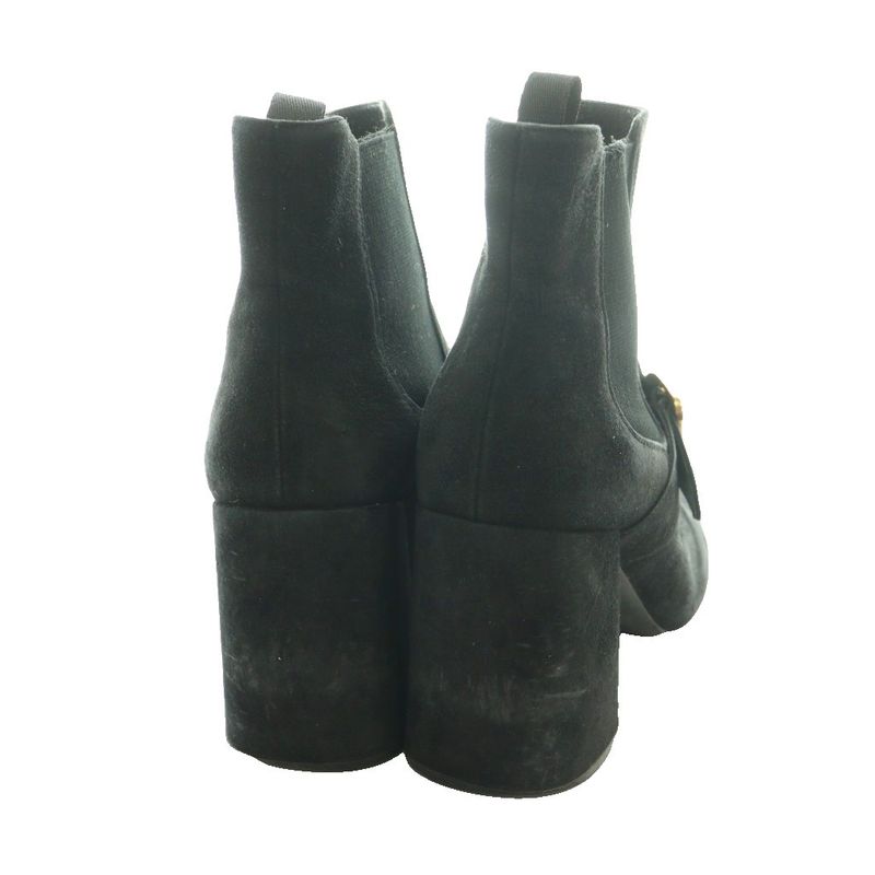 Prada Suede Ankle Boots Side Gore Short 35 Black SS