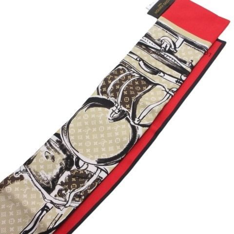 Louis Vuitton Bandeau Trunk Scarf Silk Beige Red
