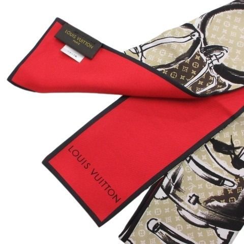 Louis Vuitton Bandeau Trunk Scarf Silk Beige Red