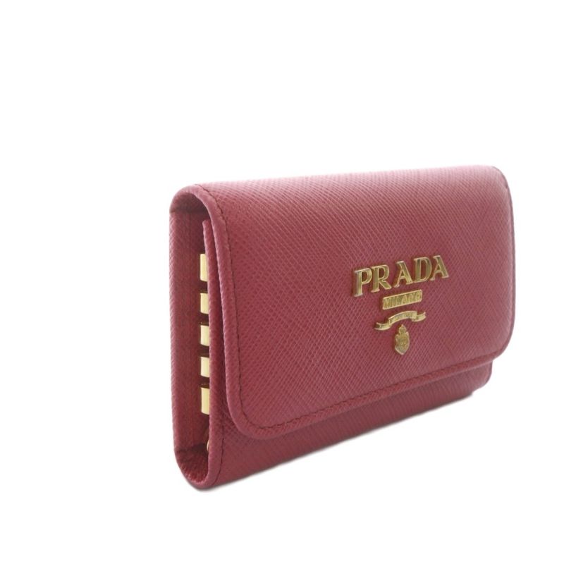 Prada Key Case Leather Ring with Pink