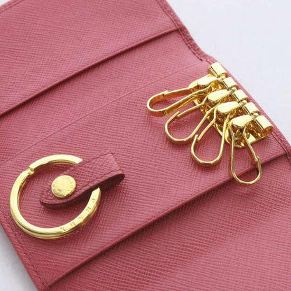 Prada Key Case Leather Ring with Pink