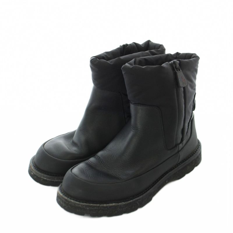 Moncler Rain Don't Care Short Boots 37 Black Side Zip Pull Tab Thick Sole RI