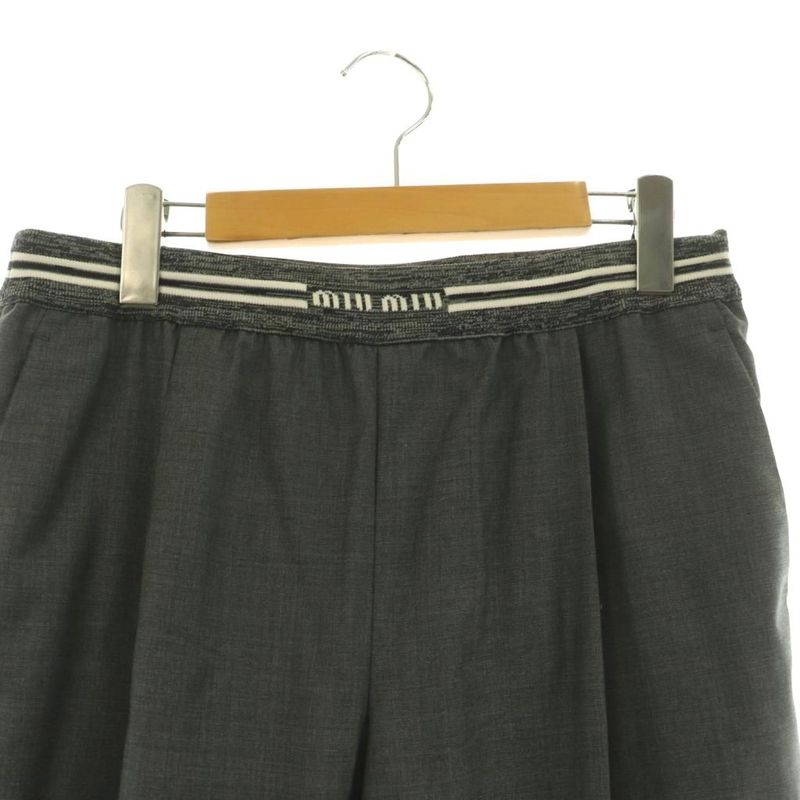 Miu Miu Waist Logo Virgin Louis e Pants Straight 36 Gray