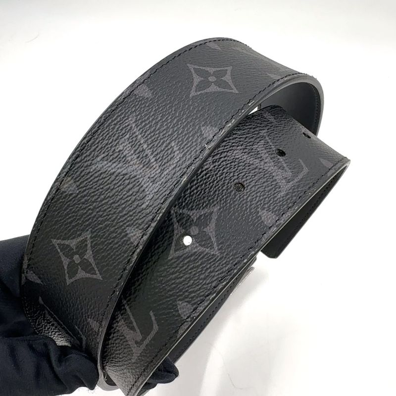Louis Vuitton Initial Monogram Reversible Leather Black Belt Silver