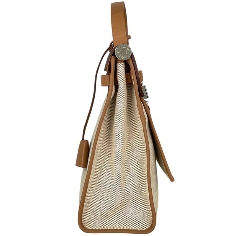 Hermes Herbag Zip PM 2-Way Shoulder Bag Toile Ash Natural Brown