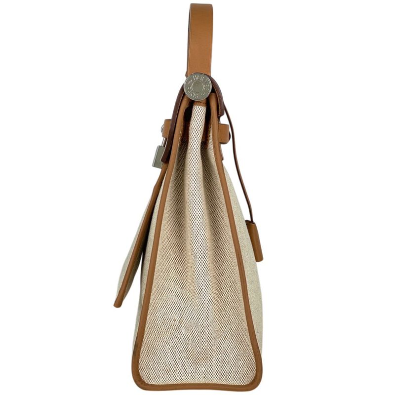 Hermes Herbag Zip PM 2-Way Shoulder Bag Toile Ash Natural Brown