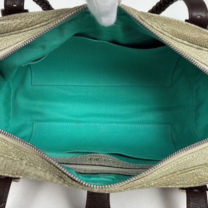 Loewe Senda Logo Shoulder Bag Leather Green