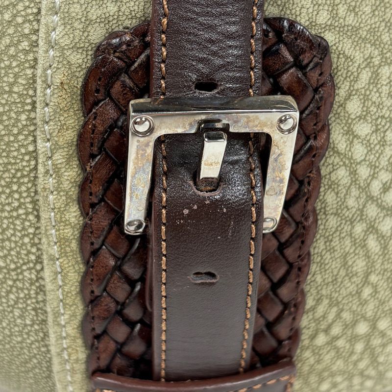 Loewe Senda Logo Shoulder Bag Leather Green
