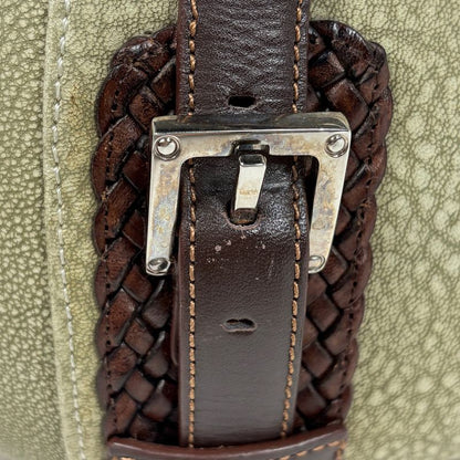 Loewe Senda Logo Shoulder Bag Leather Green