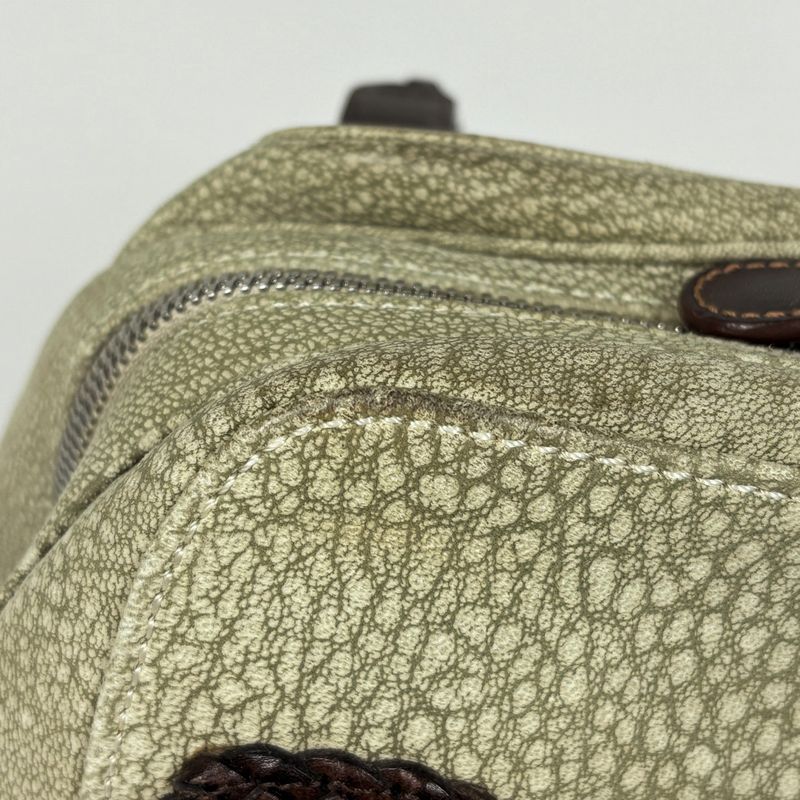 Loewe Senda Logo Shoulder Bag Leather Green