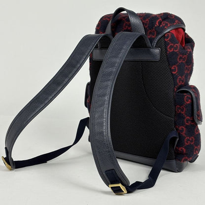 Gucci GG Pattern Sac Day Backpack Fabric Navy Red