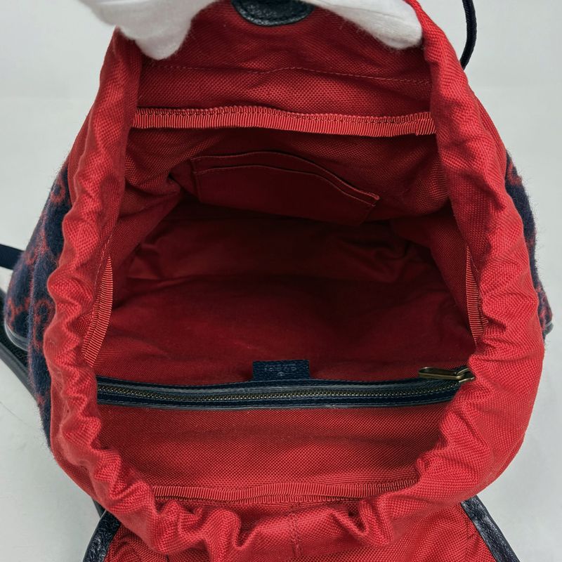 Gucci GG Pattern Sac Day Backpack Fabric Navy Red