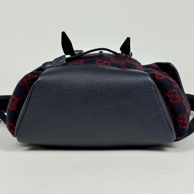 Gucci GG Pattern Sac Day Backpack Fabric Navy Red