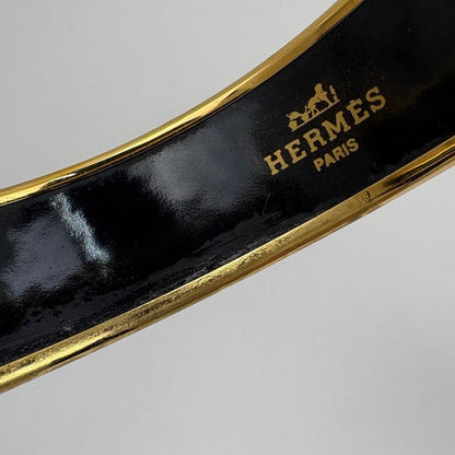 Hermes Enamel GM Cloisonne Bangle Gold Plated Black Bracelet