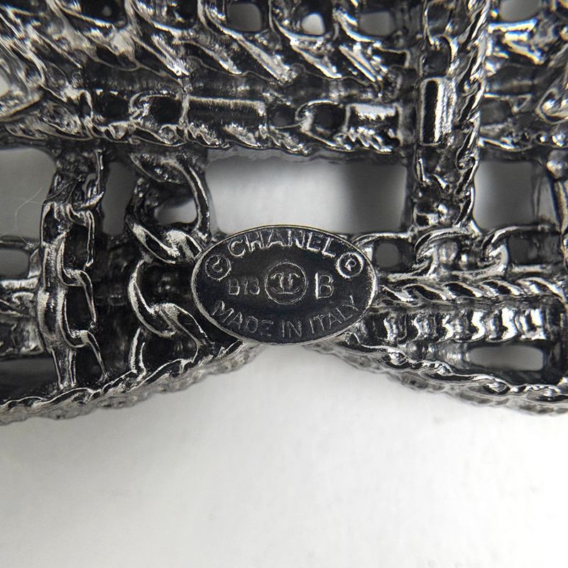 Chanel CC Logo Brooch Metal Silver