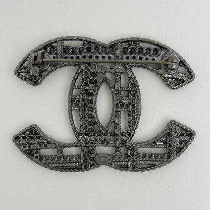 Chanel CC Logo Brooch Metal Silver