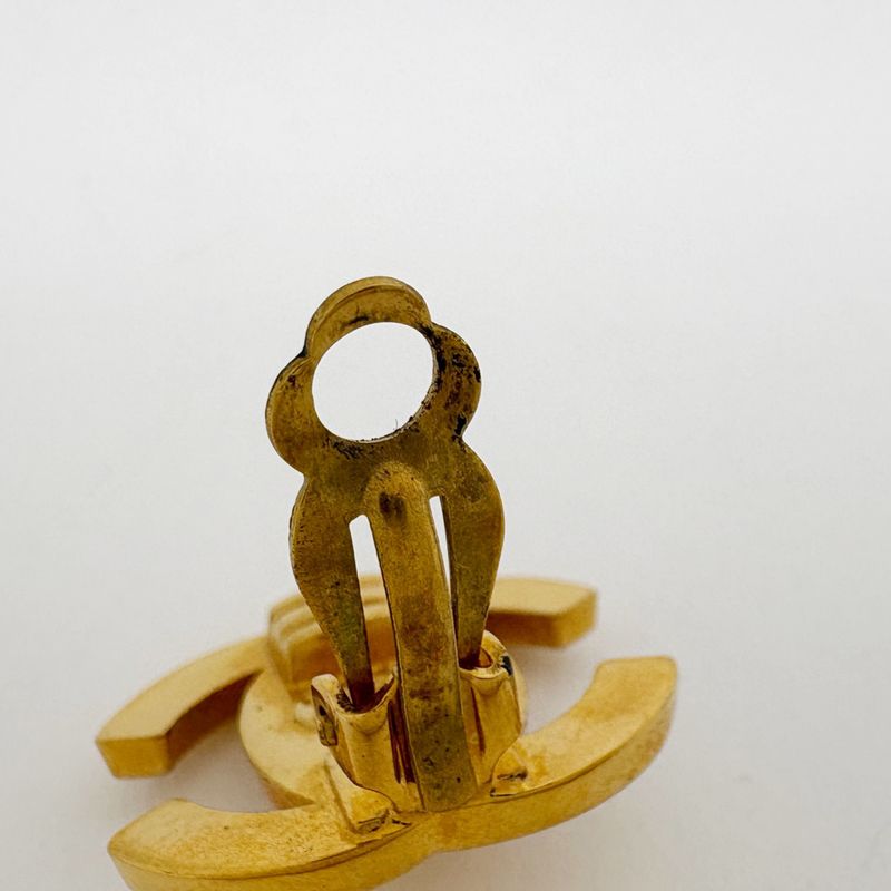 Chanel CC Logo Earrings Turnlock Gold Plated