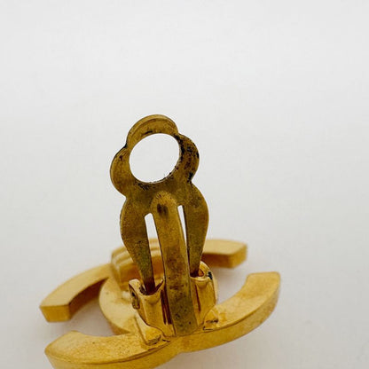 Chanel CC Logo Earrings Turnlock Gold Plated