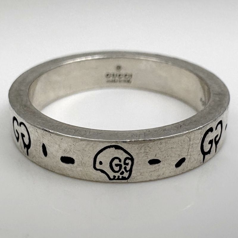 Gucci Ghost Ring GG Pattern Skull . Silver