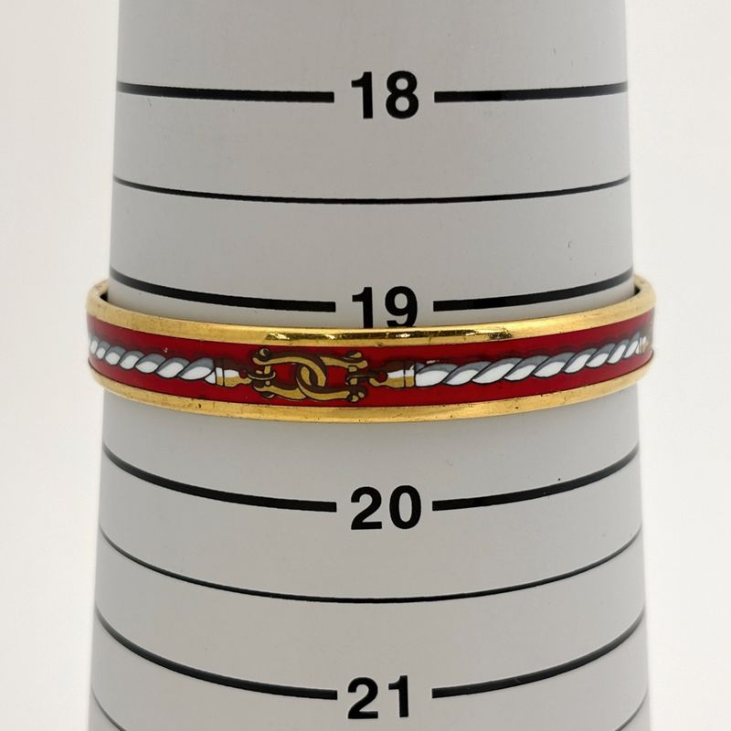 Hermes Enamel PM Bracelet Cloisonne Bangle Red Gold