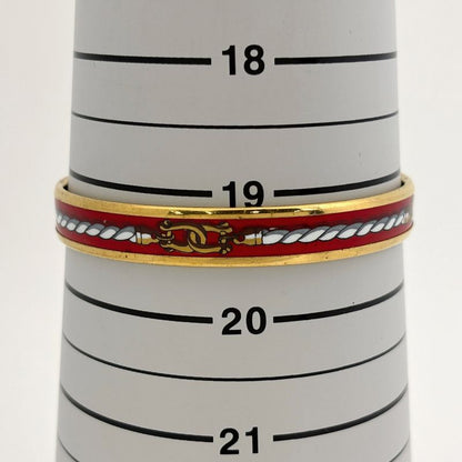 Hermes Enamel PM Bracelet Cloisonne Bangle Red Gold
