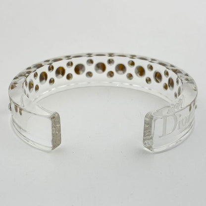 Dior Rhinestone Bangle Plastic Clear Silver Bracelet