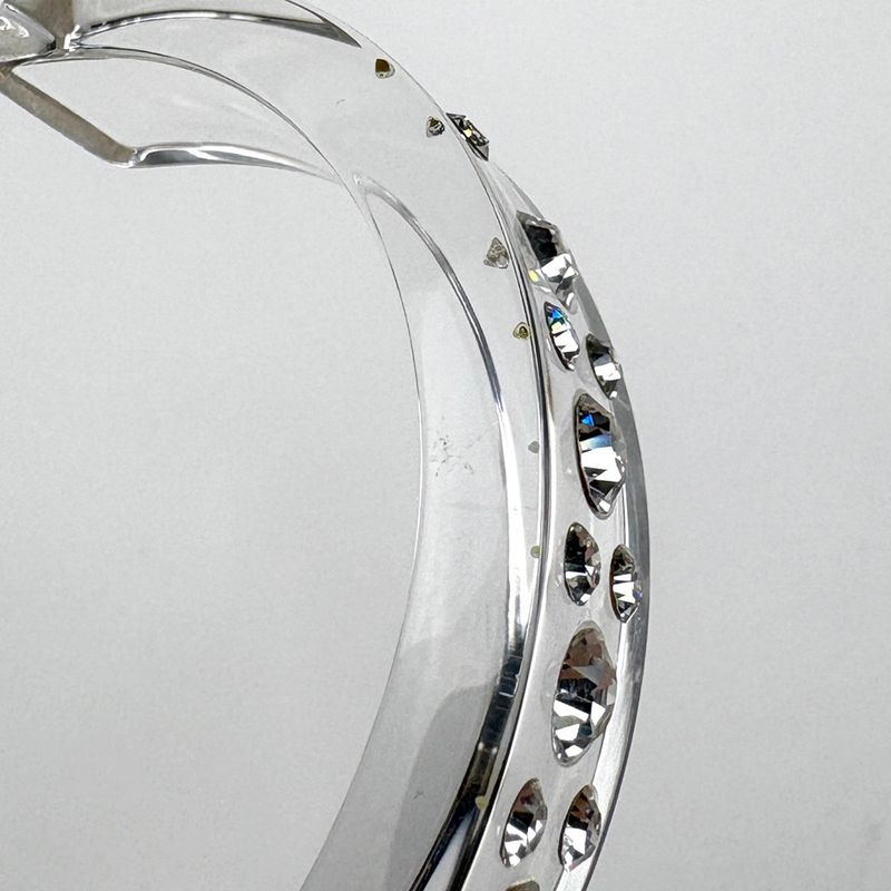 Dior Rhinestone Bangle Plastic Clear Silver Bracelet