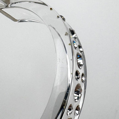 Dior Rhinestone Bangle Plastic Clear Silver Bracelet