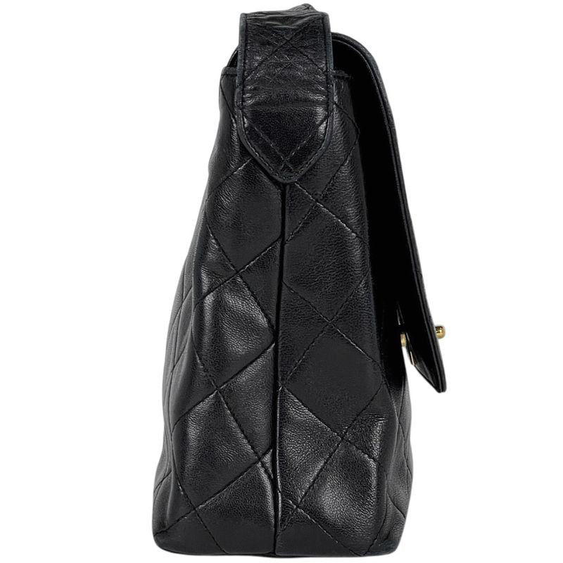Chanel CC Logo Shoulder Bag Quilted Leather Black