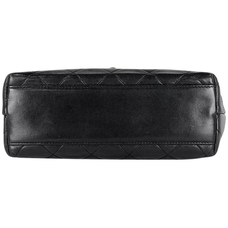 Chanel CC Logo Shoulder Bag Quilted Leather Black