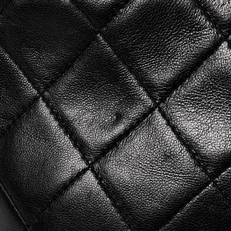 Chanel CC Logo Shoulder Bag Quilted Leather Black
