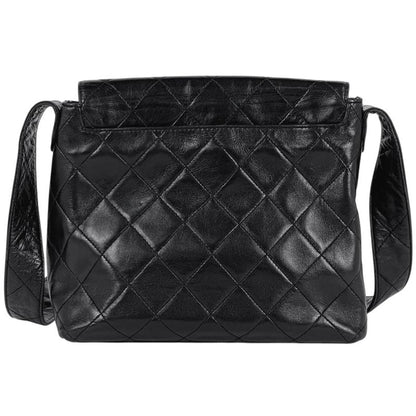 Chanel CC Logo Shoulder Bag Quilted Leather Black