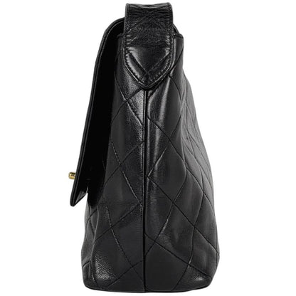 Chanel CC Logo Shoulder Bag Quilted Leather Black