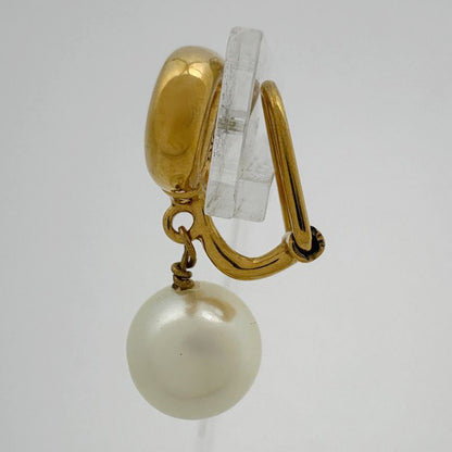 Dior Logo Faux Pearl Earrings CD Swing Gold Plated