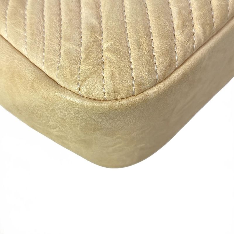 Chanel Shoulder Bag Stitch Beige Chain Gold Lambskin