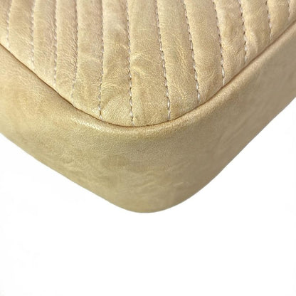 Chanel Shoulder Bag Stitch Beige Chain Gold Lambskin