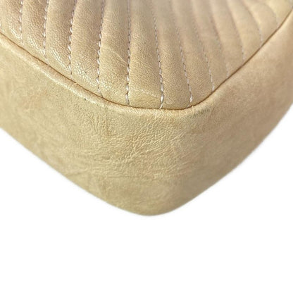 Chanel Shoulder Bag Stitch Beige Chain Gold Lambskin