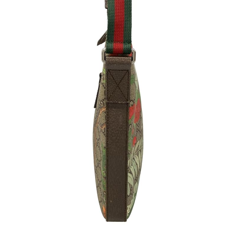 Gucci Shoulder Bag Tian Dark Brown Beige Multi Leather