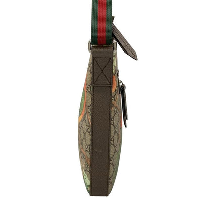 Gucci Shoulder Bag Tian Dark Brown Beige Multi Leather