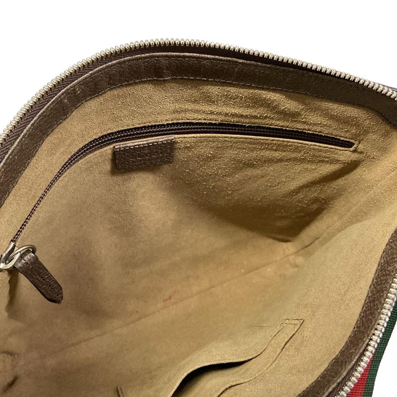 Gucci Shoulder Bag Tian Dark Brown Beige Multi Leather