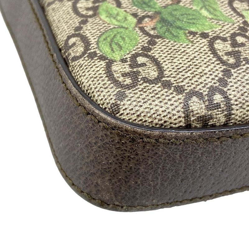 Gucci Shoulder Bag Tian Dark Brown Beige Multi Leather