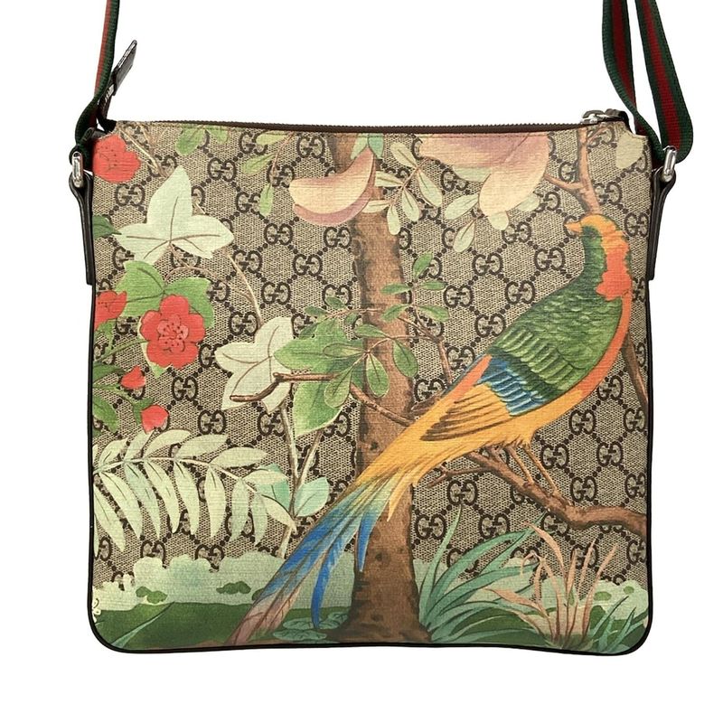 Gucci Shoulder Bag Tian Dark Brown Beige Multi Leather