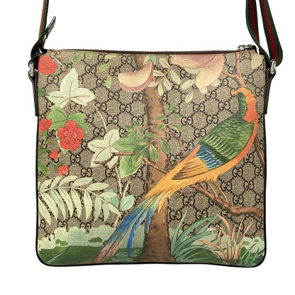 Gucci Shoulder Bag Tian Dark Brown Beige Multi Leather