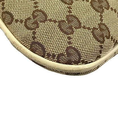 Gucci Shoulder Bag GG Pattern New Britt Dark Brown Beige Ivory Leather