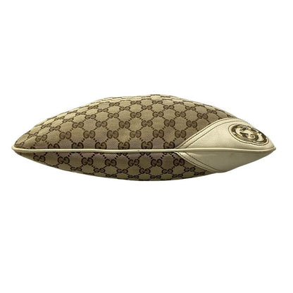 Gucci Shoulder Bag GG Pattern New Britt Dark Brown Beige Ivory Leather