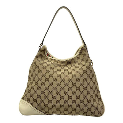 Gucci Shoulder Bag GG Pattern New Britt Dark Brown Beige Ivory Leather