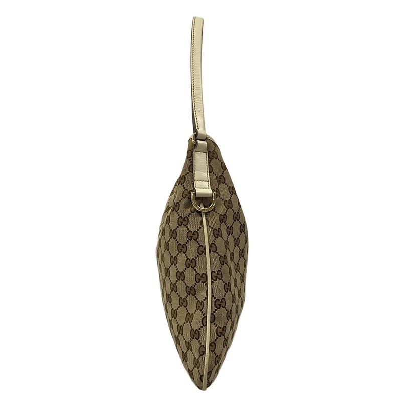 Gucci Shoulder Bag GG Pattern New Britt Dark Brown Beige Ivory Leather