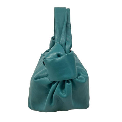 Bottega Veneta Handbag Double Knot Blue Green Leather