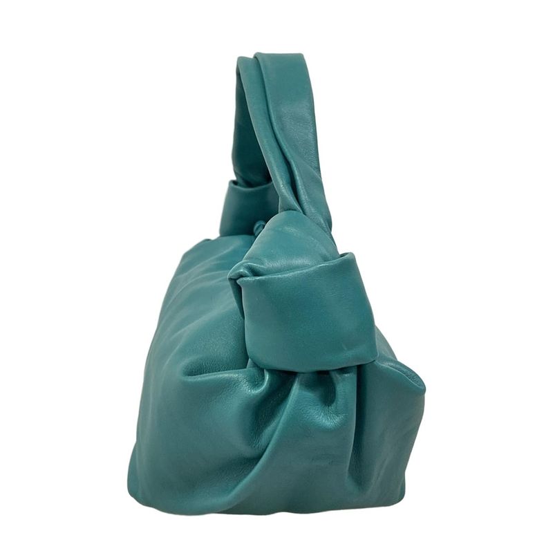 Bottega Veneta Handbag Double Knot Blue Green Leather